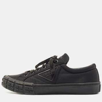 Pre Owned Prada Black Nylon Wheel Cassetta Low Top Sneakers Size 42.5