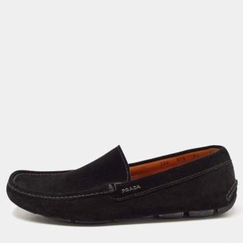 Pre Owned Prada Black Suede Penny Loafers Size 42.5