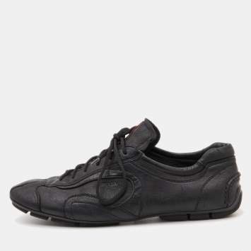 Pre Owned Prada Sports Black Leather Low Top Sneakers Size 43