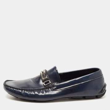 Prada Navy Blue Leather Slip On Loafers Sie 41.5 