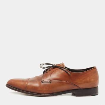 Pre Owned Prada Brown Leather Lace Up Derby Size 42