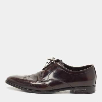 Prada Burgundy Leather Lace Up Derby Size 42