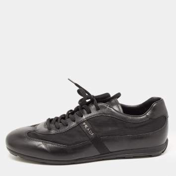Pre Owned Prada Sports Black Leather and Fabric Low Top Sneakers Size 42