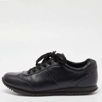 Pre Owned Prada Sport Black Leather Lace Up Low Top Sneakers Size 42