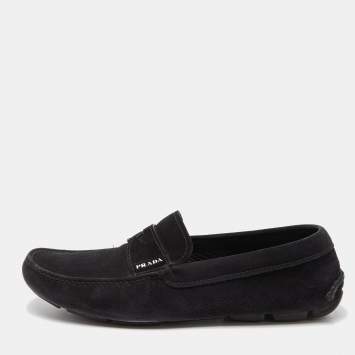 Pre Owned Prada Black Suede Penny Loafers Size 40.5