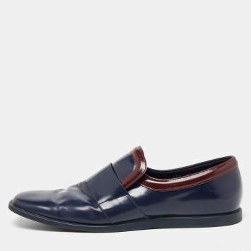 Pre Owned Prada Navy Blue Leather Square Toe Loafers Size 43.5