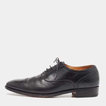 Pre Owned Prada Black Leather Lace Up Oxfords Size 43