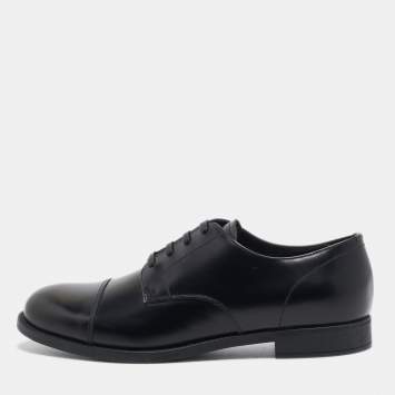Pre Owned Prada Black Leather Lace Up Derby Size 40