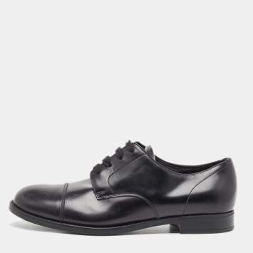 Pre Owned Prada Black Leather Lace Up Derby Size 41