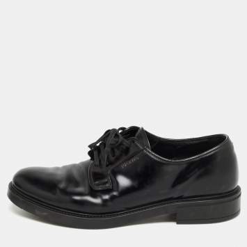 Pre Owned Prada Black Leather Lace Up Derby Size 41