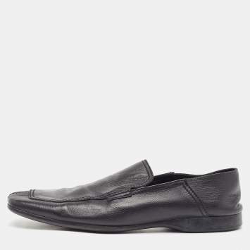 Pre Owned Prada Black Leather Slip On Loafers Size 43
