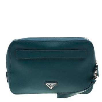 Pre Owned Prada Green Leather Travel Organizer 