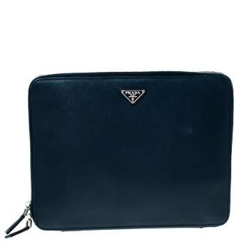 Pre Owned Prada Navy Blue Saffiano Leather Document Holder