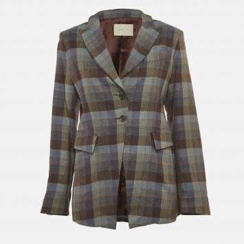 Pre Owned Qasimi Multicolor Plaid Wool Blend Single Breasted Blazer L 