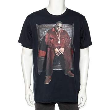 Pre Owned R13 Navy Blue Cotton Biggie Throne Curtis Printed Short Sleeve T-Shirt L