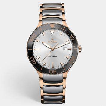 Pre Owned Rado Silver HIgh -Tech Ceramic PVD Coated Stainless Steel Centrix R30001103 Men's Wristwatch 42 mm