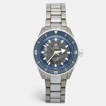 Pre Owned Rado Blue Plasma High-Tech Ceramic Titanium Stainless Steel Captain Cook R32128202 Men's Wristwatch 43 mm