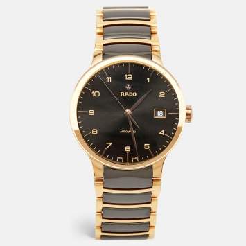 Pre Owned Rado Black Ceramic PVD Coated Stainless Steel Centrix R30953152 Men's Wristwatch 38 mm