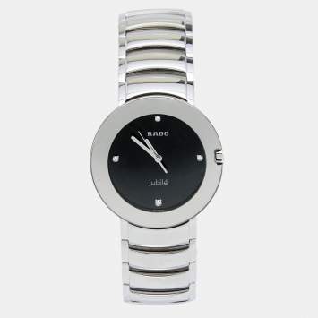 Pre Owned Rado Black Stainless Diastar Jubile 115.00625.3 Men's Wristwatch 35 mm