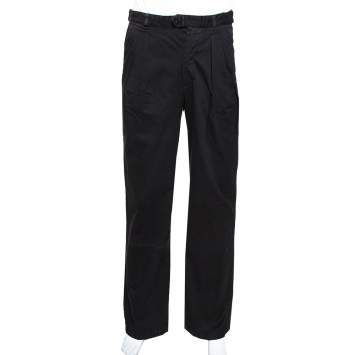Pre Owned RAF by Raf Simons Black Denim Pleated Wide Leg Trousers XS
