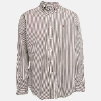 Pre Owned Ralph Lauren Collection Brown Striped Cotton Full Sleeve Shirt L