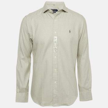 Pre Owned Ralph Lauren Grey Houndstooth Cotton Slim Fit Shirt M