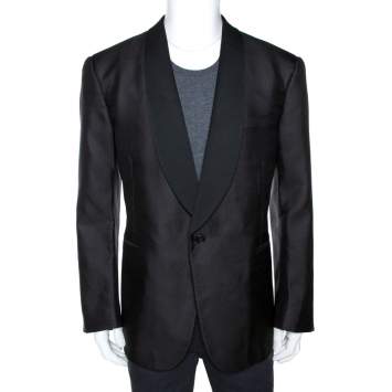 Pre Owned Ralph Lauren Black Jacquard Silk Shawl Lapel Tuxedo Jacket 4XL