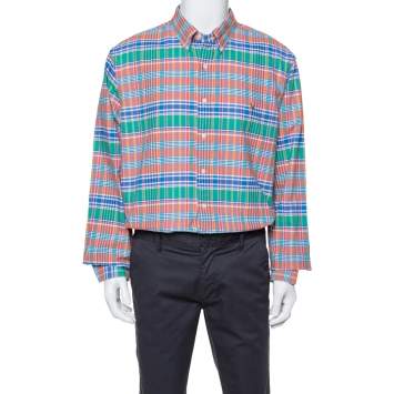 Pre Owned Ralph Lauren Multicolor Cotton Oxford Madras Plaid Slim Fit Shirt XXL