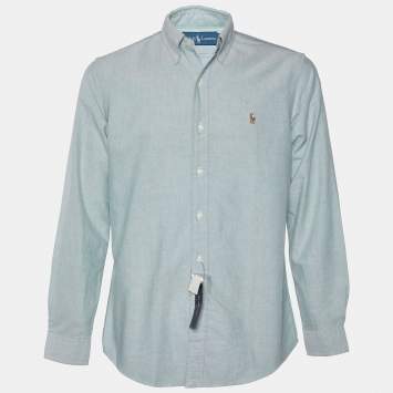 Pre Owned Ralph Lauren Light Green Cotton button Front Shirt M