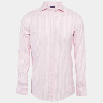Pre Owned Ralph Lauren Pink Stripe Cotton Long Sleeve Shirt S