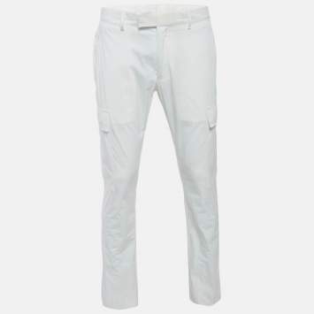 Pre Owned Ralph Lauren Purple Label White Cotton Slim Fit Cargo Pants L