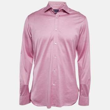 Pre Owned Ralph Lauren Purple Label Pink Cotton Button Front Tailored Fit Shirt L