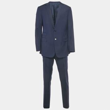 Pre Owned Ralph Lauren Purple Label Blue Wool Custom Fit Suit L/XL