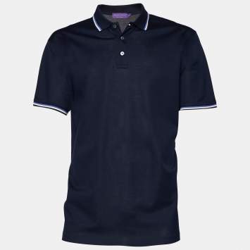 Pre Owned Ralph Lauren Purple Label Navy Blue Cotton Pique Polo T-Shirt XXL