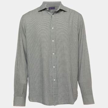 Pre Owned Ralph Lauren Black Print Cotton Button Front Full Sleeve Shirt L