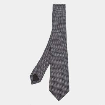 Pre Owned Ralph Lauren Navy Blue Patterned Silk Tie