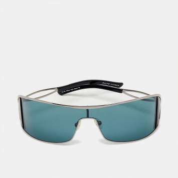 Pre Owned Ralph Lauren Silver Tone/Blue RL914/S Shield Sunglasses