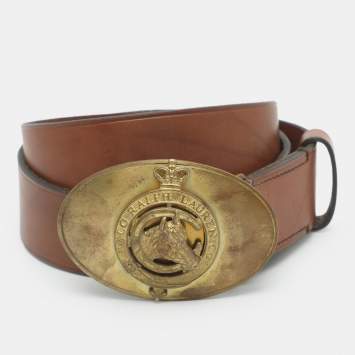 Pre Owned Ralph Lauren 100 cm Buckle Belt Brown Leather