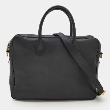 Pre Owned Ralph Lauren Black Leather Briefcase Bag