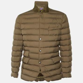 Pre Owned Ralph Lauren Olive Green Synthetic Quilted Down Jacket L