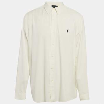 Pre Owned Ralph Lauren White Stretch Nylon Classic Fit Shirt XL