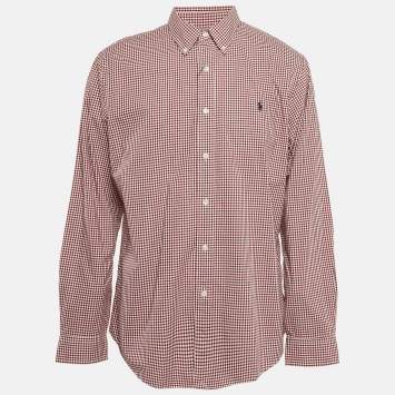 Pre Owned Ralph Lauren Red Gingham Checks Cotton Slim Fit Shirt XL