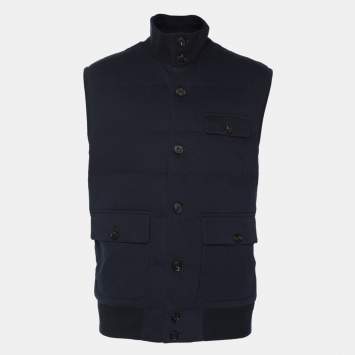 Pre Owned Ralph Lauren Navy Blue Quilted Cotton Sleeveless Jacket L