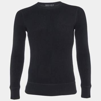Pre Owned Ralph Lauren Black Cashmere Rib Knit Full Sleeve Jumper S