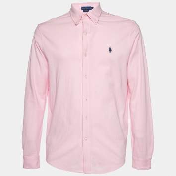 Pre Owned Ralph Lauren Pink Cotton Featherweight Mesh Button Down Shirt L