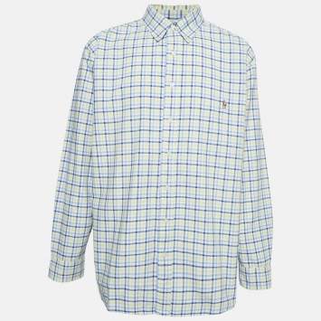 Pre Owned Ralph Lauren Yellow/Blue Checks Cotton Long Sleeve Shirt XXL