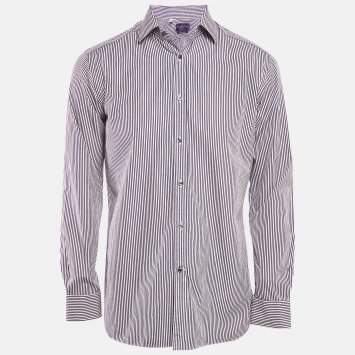 Pre Owned Ralph Lauren Purple Striped Cotton Full Sleeve Shirt L