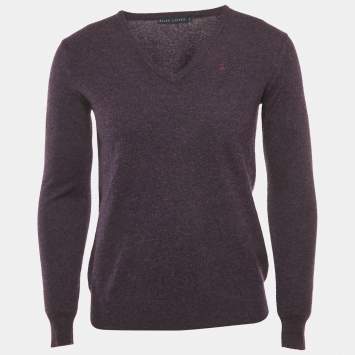 Pre Owned Ralph Lauren Purple Cashmere Knit V-Neck Sweater S