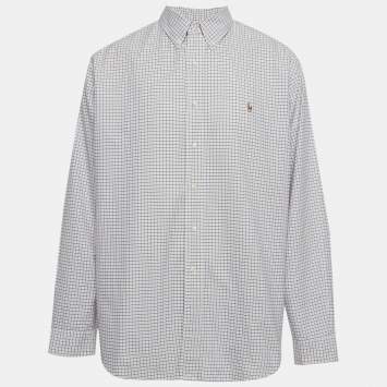 Pre Owned Ralph Lauren Navy Blue/Pink Checkered Cotton Regular Fit Shirt XL 