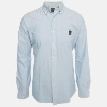 مملوكة مسبقًا Ralph Lauren Blue Cotton Custom Fit Button Front Shirt M